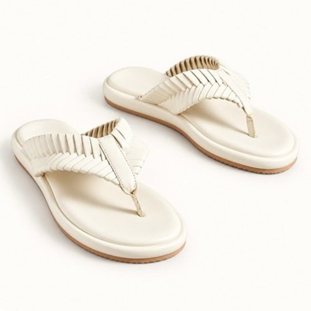 Anthropologie Kelsi Dagger Brooklyn Tidal Braided Thong Sandals Size 8.5 Shell